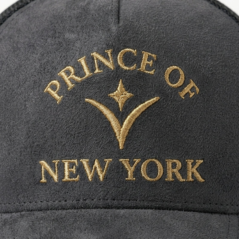 Prince of New York · Charcoal — gold embroidery