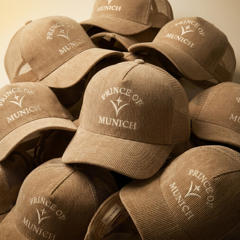 Prince of Munich corduroy caps stack